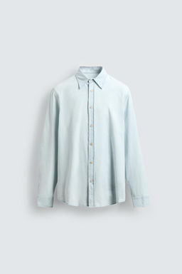 CAMISA DENIM LIGERO ALGOD?N / Azul claro - Zara фото 7