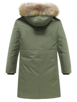 Парка зимняя подростковая для мальчика с капюшоном и мехом цвета хаки 9535Kh - Mtforce фото 9