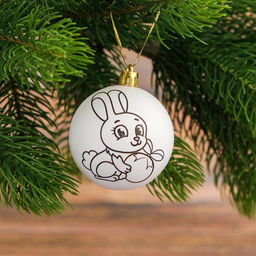 Новогоднее ёлочное украшение под раскраску «Зайка» размер шара 5,5 см