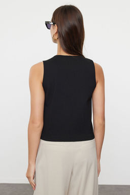 TRENDYOLMILLA Siyah V Yaka Dugmeli Regular Orme Yelek TWOAW25YE00060 фото 5