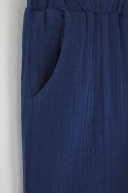 Lacivert Erkek Cocuk %100 Pamuk Basic Beli Lastikli Muslin Dokuma Sort & Bermuda TKDSS25SR00032 - Trendyolmilla фото 3