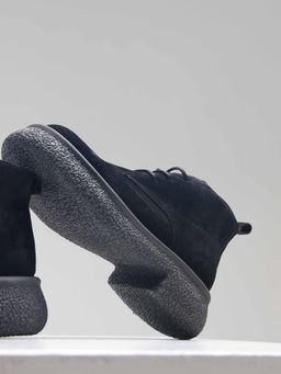 Ботинки 308.агатаbl. чёрный замша/Байка