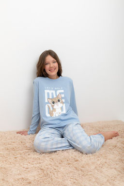 Crockid _ КБ 2830/небесно-голубой,клетка пижама для дев