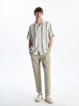 Regular Fit K?sa Kollu ?izgili Erkek G?mlek