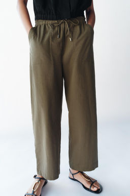PANTAL?N TAPERED CINTURA EL?STICA / Khaki - Zara фото 2