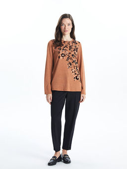 Bisiklet Yaka Desenli Kad?n Ti??rt