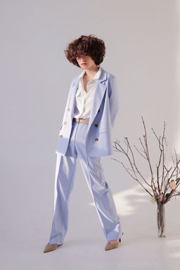 Брюки со стрелками голубые в полоску - Martichelli фото 7