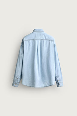 CAMISA DENIM LIGERO LAVADO / Azul claro - Zara фото 7