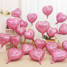 Цена за 5 шт. Шар фольгированный 18" «Сердце», цвет розовый