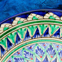 Тарелка глубокая Риштанская Керамика «Узоры», d=20 см, синяя, зелёная, узор МИКС
