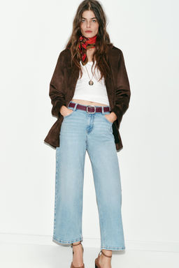 Z.10 HIGH-WAIST BELTED CULOTTES JEANS - Zara фото 13