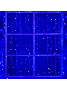 Гирлянда «Занавес» 2 × 3 м, IP44, УМС, белая нить, 760 LED, свечение синее, 220 В