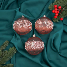 Ёлочные игрушки Эйдонс, шары новогодний, d=8 см, набор 3 шт., розовый