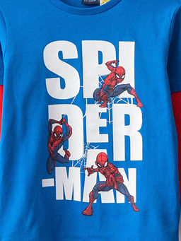 Bisiklet Yaka Spiderman Bask?l? Uzun Kollu Erkek ?ocuk Ti??rt - Waikiki фото 3