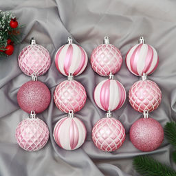 Ёлочные игрушки Зефир, шары новогодние, d=6 см, набор 12 шт., розовый