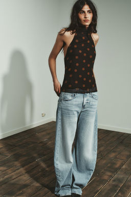 GEORGETTE HALTER TOP WITH POLKA DOTS - Zara фото 2