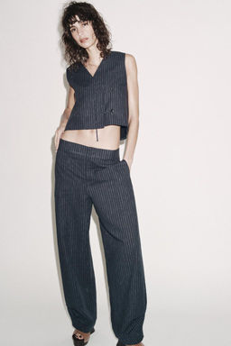 STRIPED BALLOON LINEN BLEND TROUSERS ZW COLLECTION - Zara фото 10