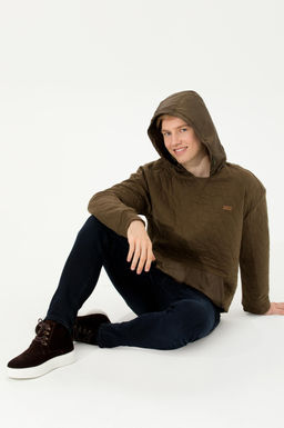 U. S. Polo Assn Мужская комфортная толстовка с капюшоном кокосового цвета