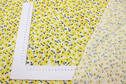 Штапель Веселина (желтые цветы на молочном), ш.1.45м, вискоза-100%, 100гр/м.кв - Купава фото 4