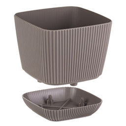 Кашпо для цветов пластмассовое Пиканто 1,8л, 15х15х13см, поддон на защелках, французский серый (Россия) - Домашняя мода фото 2