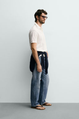POLO REGULAR FIT JACQUARD RAYAS / Tostado - Zara фото 4