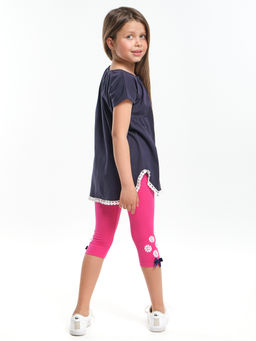 Комплект для девочки детский сад с лосинами UD 1358/4003 т.синий/малиновый - Mini maxi фото 6