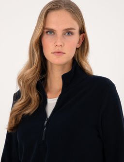 Lacivert Comfort Fit Fermuarl_ Polar Sweatshirt