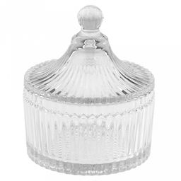 Икорница стеклянная Плиссе 260мл, д10,5см, h5см, стеклянная крышка, общая h12см, в коробке, Дели Гласс (Deli Glass)(Китай)