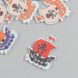 Пуговицы дерево для творчества 2 прокола «Пиратский корабль», набор 15 шт., 2.5×3 см