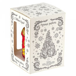 Елочная игрушка фигурка стеклянная Подарок Народные Узоры h6см, ручная художественная роспись, подарочная упаковка (Россия) - Домашняя мода фото 4