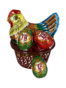 Пасхальный набор 120 г: Курочка 75 г + 3 яйца в корзинке