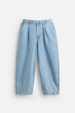 WIDE-LEG PLEATED DENIM CHINO TROUSERS - Zara фото 7