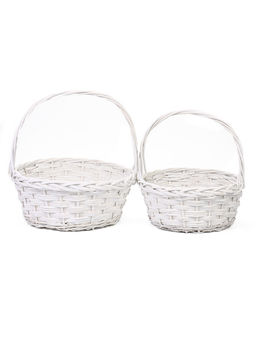 Корзина плетёная для хранения Lata, с ручкой, лоза, белая, набор 2 шт.