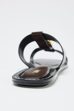 DOUBLE-STRAP FLAT SANDALS WITH BUCKLE - Zara фото 7