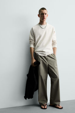 PANTAL?N RELAXED FIT ALGOD?N / Khaki claro - Zara фото 5