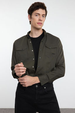TRENDYOL MAN Koyu Haki Regular Cift Cepli Denim Kot Gomlek TMNSS24GO00081 - Trendyolmilla фото 3