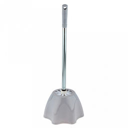 Ерш унитазный пластмассовый со съемной ручкой из нержавеющей стали "Волан" 44см, с подставкой д16,5см h11,3см, серый (Китай)