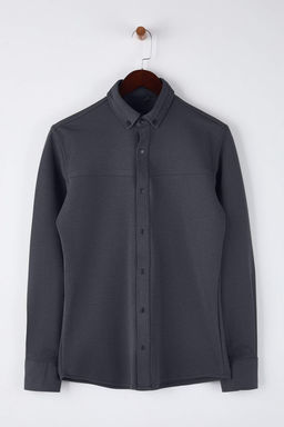 Antrasit Regular Fit Dokulu Erkek Gomlek TMNAW26GO00023 - Trendyolmilla фото 5