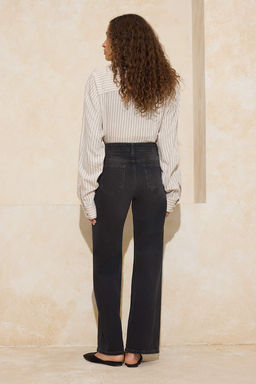 Siyah Yuksek Bel Comfort/Esnek Genis Paca Wide Leg Jeans TWOSS26JE00063 - Trendyolmilla фото 4