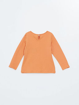 Bisiklet Yaka Uzun Kollu Bask?l? K?z Bebek Ti??rt - Waikiki фото 3