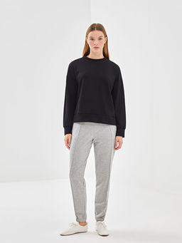 Bisiklet Yaka D?z Oversize Kad?n Sweatshirt