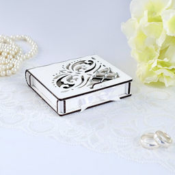 Шкатулка под кольца Ажурная, белая, 10х9,5х2,6 см