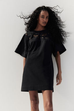 Vestido en mezcla de lino con bordado ingles - H&m фото 2