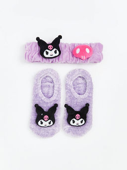 Kuromi Desenli Kayd?rmaz Tabanl? K?z ?ocuk Ev ?orab? ve Sa? Band?