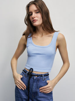 Укороченный топ в рубчик / Zarina