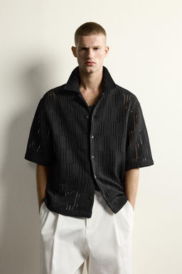 CAMISA RELAXED FIT ESTRUCTURA CALADA / Negro - Zara фото 2