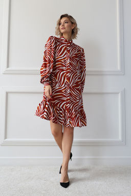 Платье-рубашка с длинным рукавом и оборкой - Looklikecat фото 2