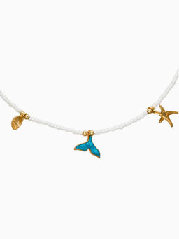 Чокер "Морской мир" русалочка с жемчугом, цвет бело-голубой в золоте