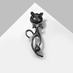 Цена за 2 шт. Брошь «Кошка с бантиком», серая