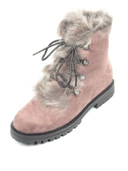 04-AH25-3 BROWN Ботинки зимние женские (натуральная замша, натуральный мех) - Фабричный китай фото 4